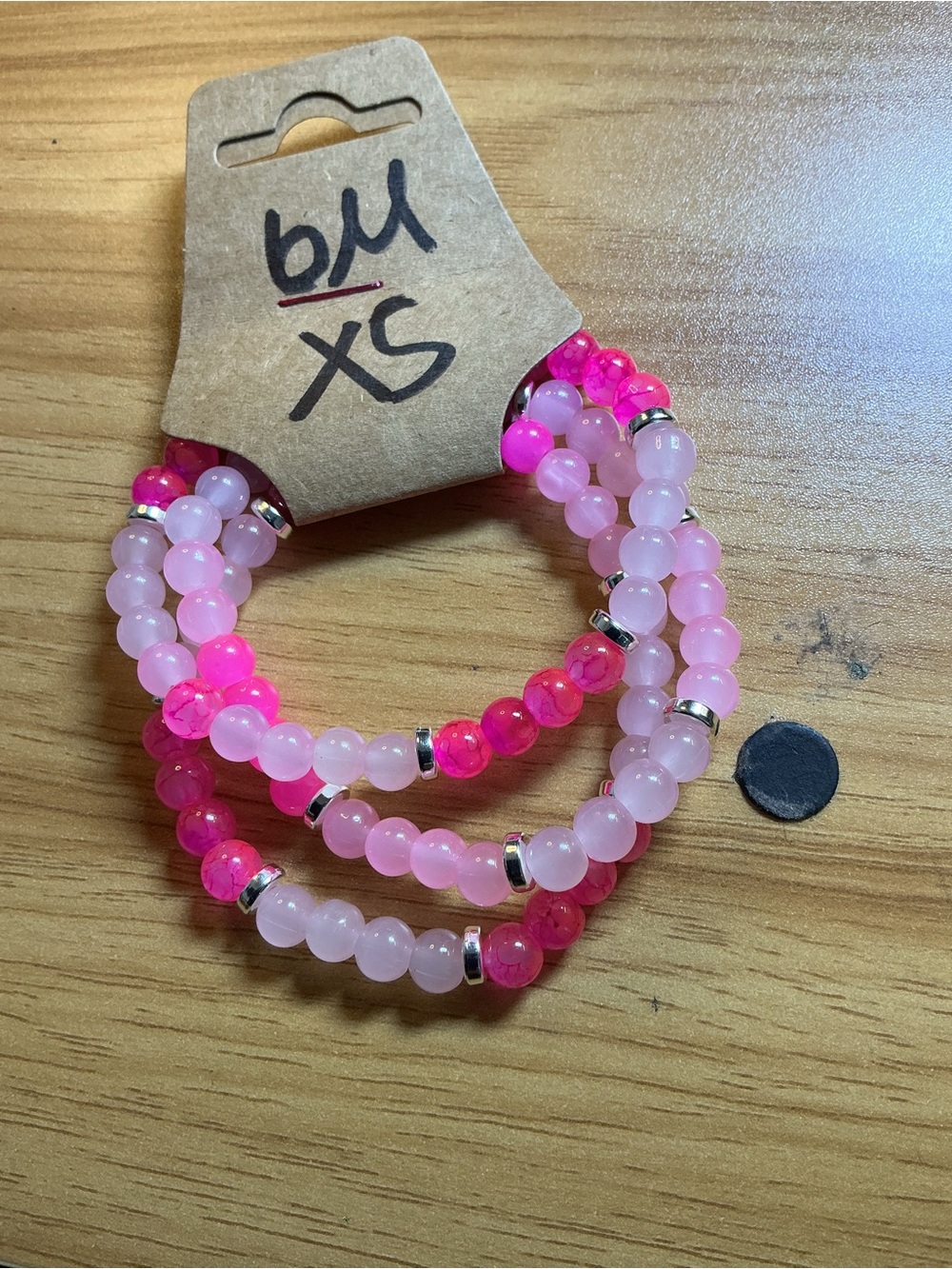 Girls' Pink Beaded Stretch Bracelet Set - 3 Pack